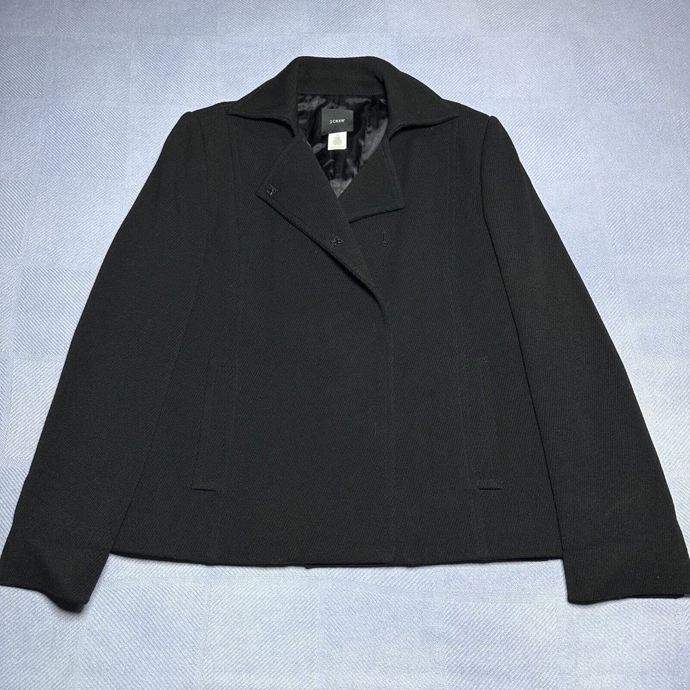 J. Crew‎ Hook and Eye Closure Wool Blend Insulated Black Coat Women's Size 10